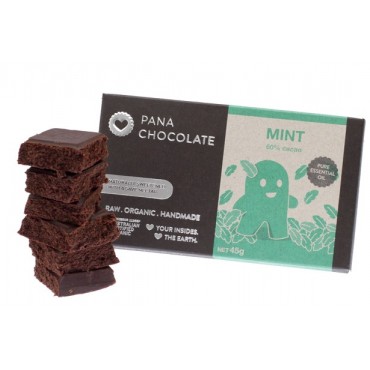 Pana Chocolate Raw Organic Handmade Mint 60 Percent Cacao 45g